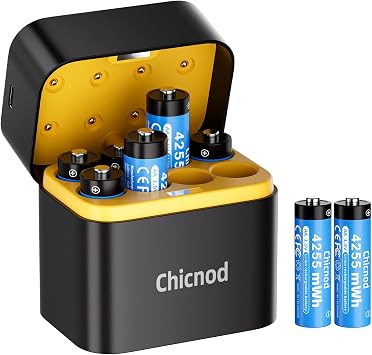Rechargeable AA Lithium Batteries with Fast USB-C Charger, 8-Pack 4255 mWh 1.5V Constant Voltage for Blink Outdoor Camera, Xbox Controller, Flashlights 2000+ Cycles