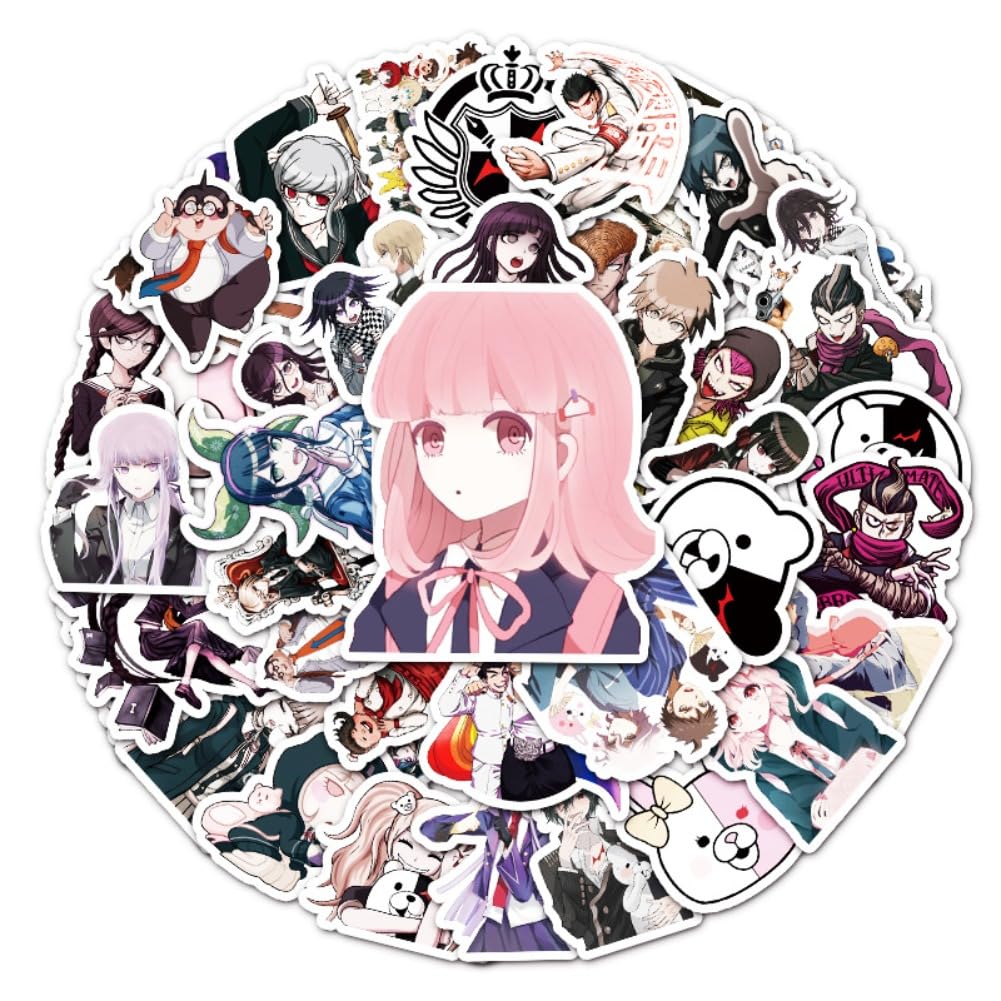 Dangan Sticker Graffiti Decal Naegi Makoto ＆ Kirigiri Kyoko Figure Stickers for Tablet Cup Skateboard Bike Helmet Decoration 50pcs