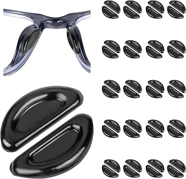Eyeglass Nose Pads, Anti Slip Nose Pads for Glasses with Super Sticky Backing, Soft Silicone Adhesive Glasses Nose Pad 20 Black Pairs