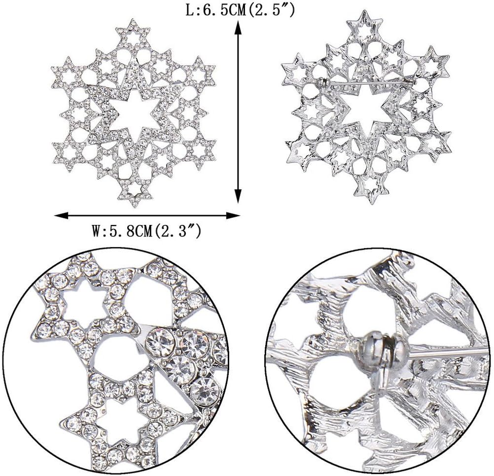 EVER FAITH Women's Austrian Crystal Hollow-Out Star Snowflake Flower Brooch Pin Clear - Image 4