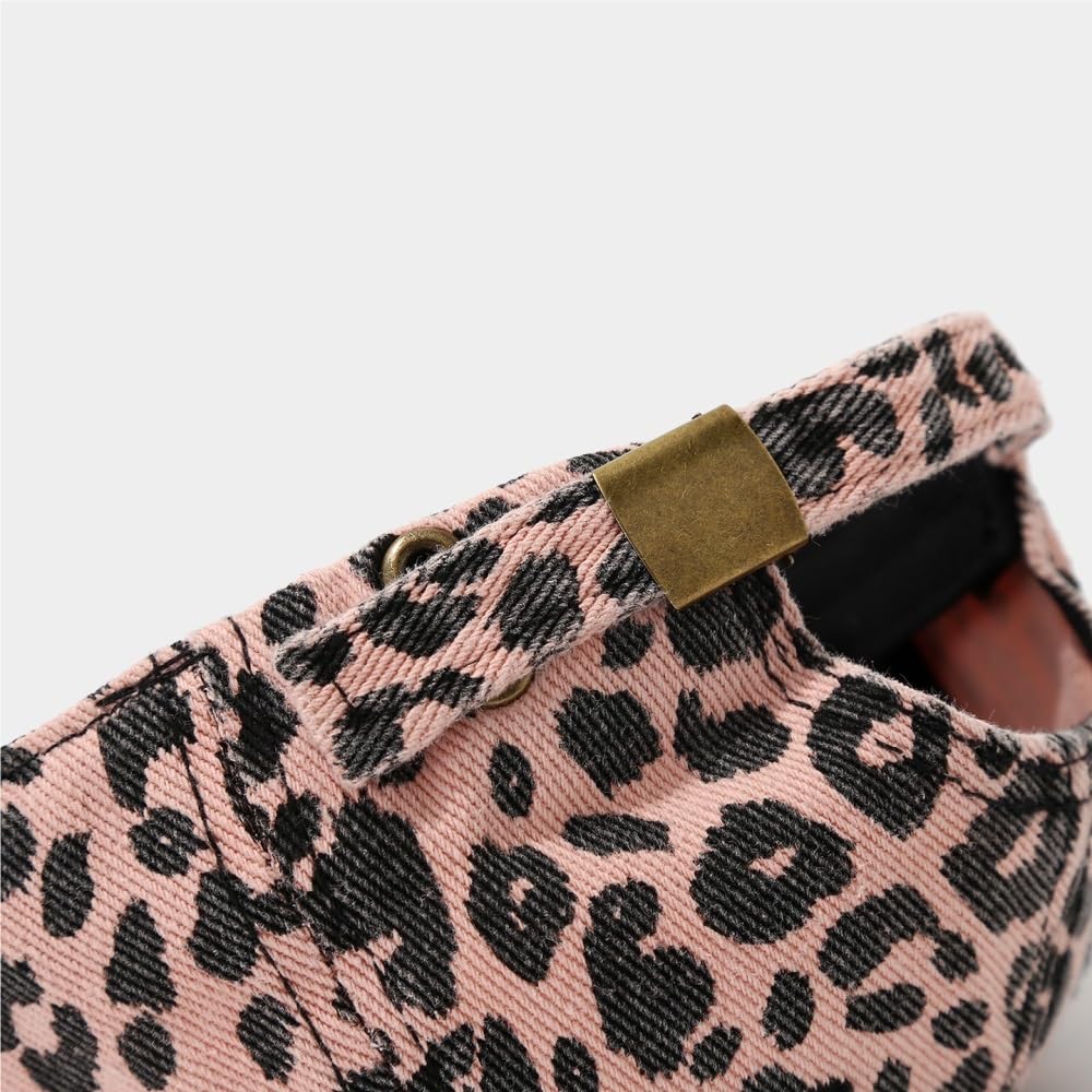 Superior Vintage Leopard Print Y2K czapka z daszkiem, unisex, stylowy postarzany design, wszechstronna modna czapka z rondem