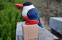 Vista 21 de Figura de pájaro de teta de vientre amarillo de madera para decoración del hogar