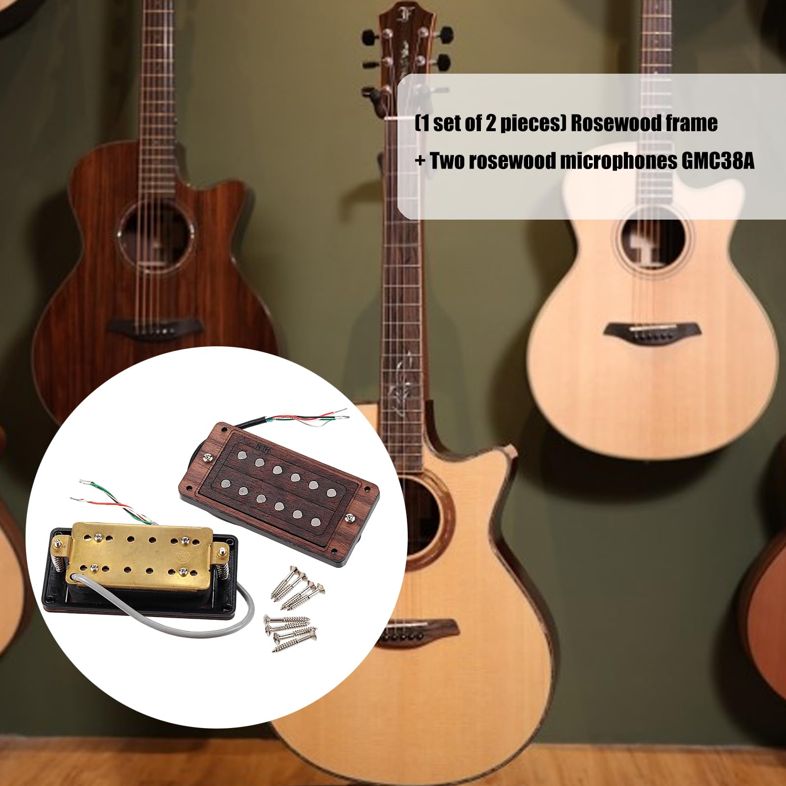 Humbucker - Juego de pastilla con imanes de cerámica y marco de madera para guitarra, sonido claro de alta salida, fácil instalación, juego de pastillas de guitarra