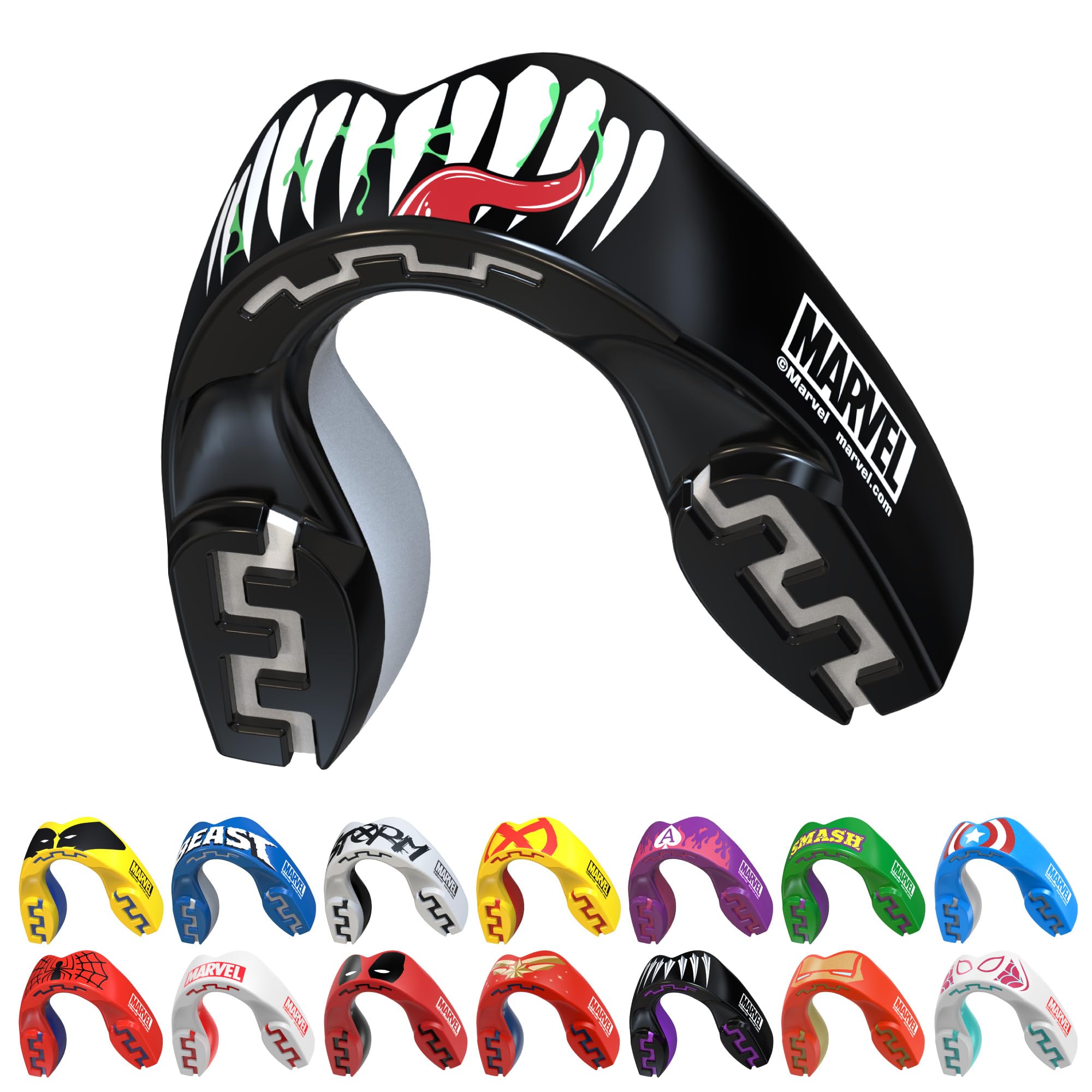 Marvel Venom Sports Mouth Guard, Adult Dual Layer Gum Shield with Case