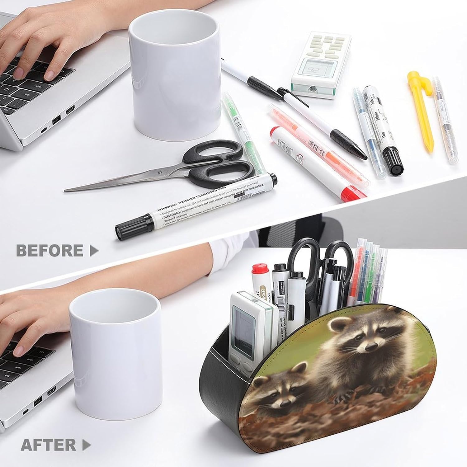 Personalized PU Leather Remote Control Holder with 5 Compartments image 3