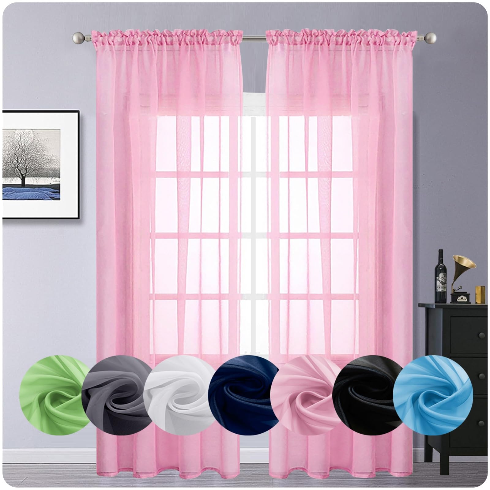 Voile Tende Lino Tenda a Pannello Tende 140 x 270 cm Morbide Tinta Unita Tenda Isolante, Vari Colori Tende Soggiorno Moderne Termiche per Camera da Letto Salotto, Rosa