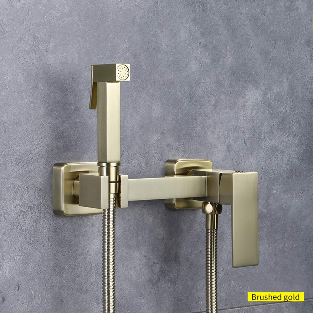 Szczotkowane złoto, bidet, natrysk z zimną i ciepłą wodą, mosiężny, przenośny, do mycia pieluch, zestaw natryskowy, montowany na ścianie, prysznic, bidet, kran do higieny osob