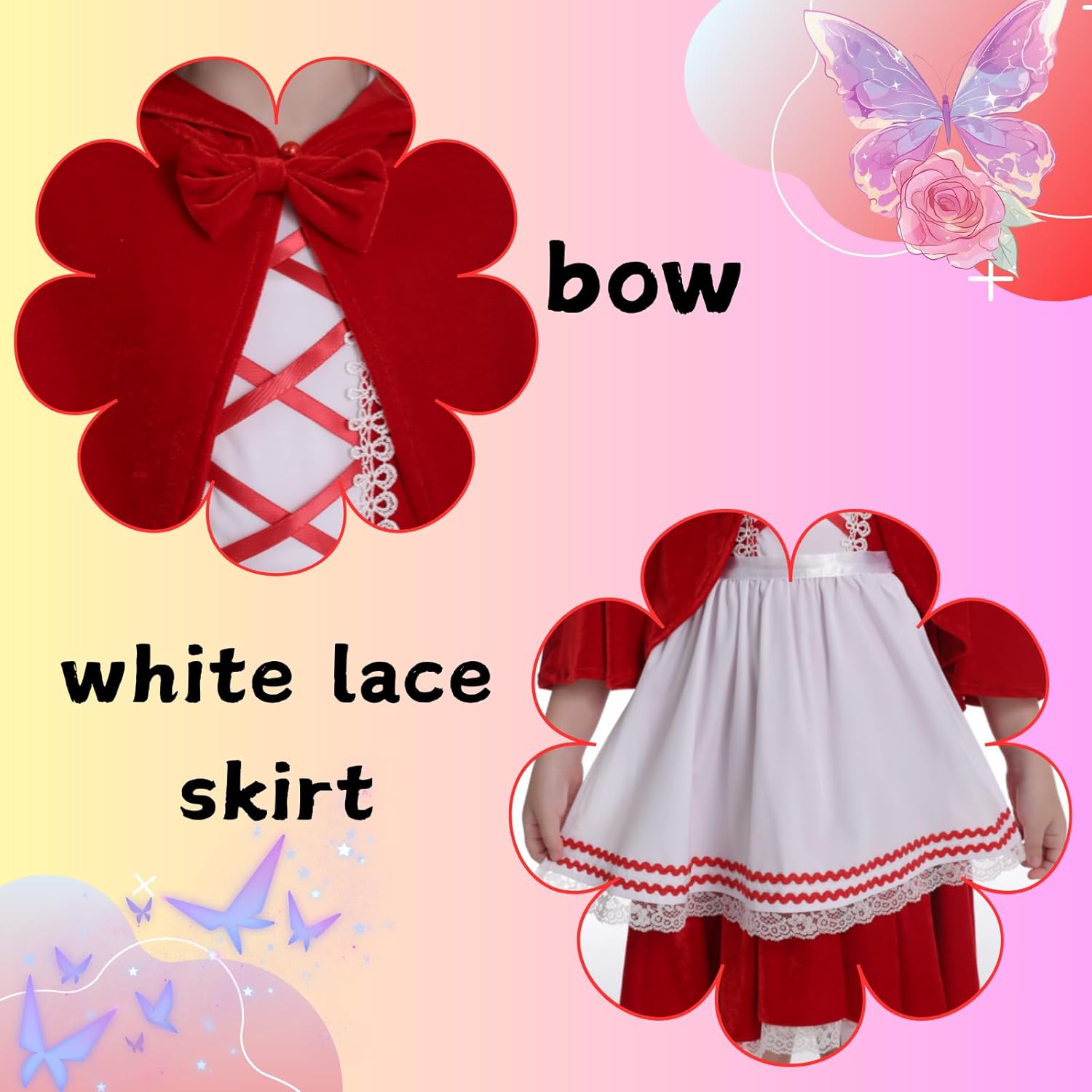 Colorful House Little Red Riding Hood Costume for Girls Kids Fancy Dress Up for Halloween Christmas
