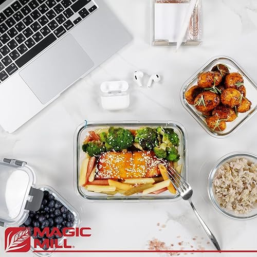 Miniatura 6 de Magic Mill Juego de recipientes de almacenamiento de vidrio con tapas, juego de 24 piezas con tapas herméticas sin BPA para almuerzo, almacenamiento