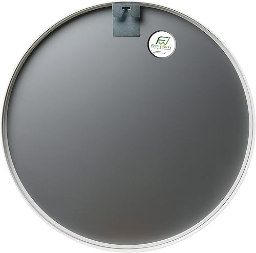 Miniatura 2 de FrameWorks Espejo de aluminio circular blanco contemporáneo de lujo de 28"