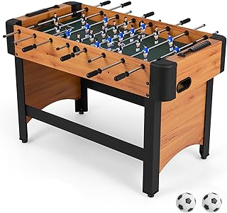 GOPLUS Futbolín para Niños y Adultos con 2 Pelotas, 22 Jugadores y 2 Contadores de Puntuación, Futbolín de Mesa de Madera con Patas para Reuniones Familiares y Fiestas, 103 x 58 x 79 cm