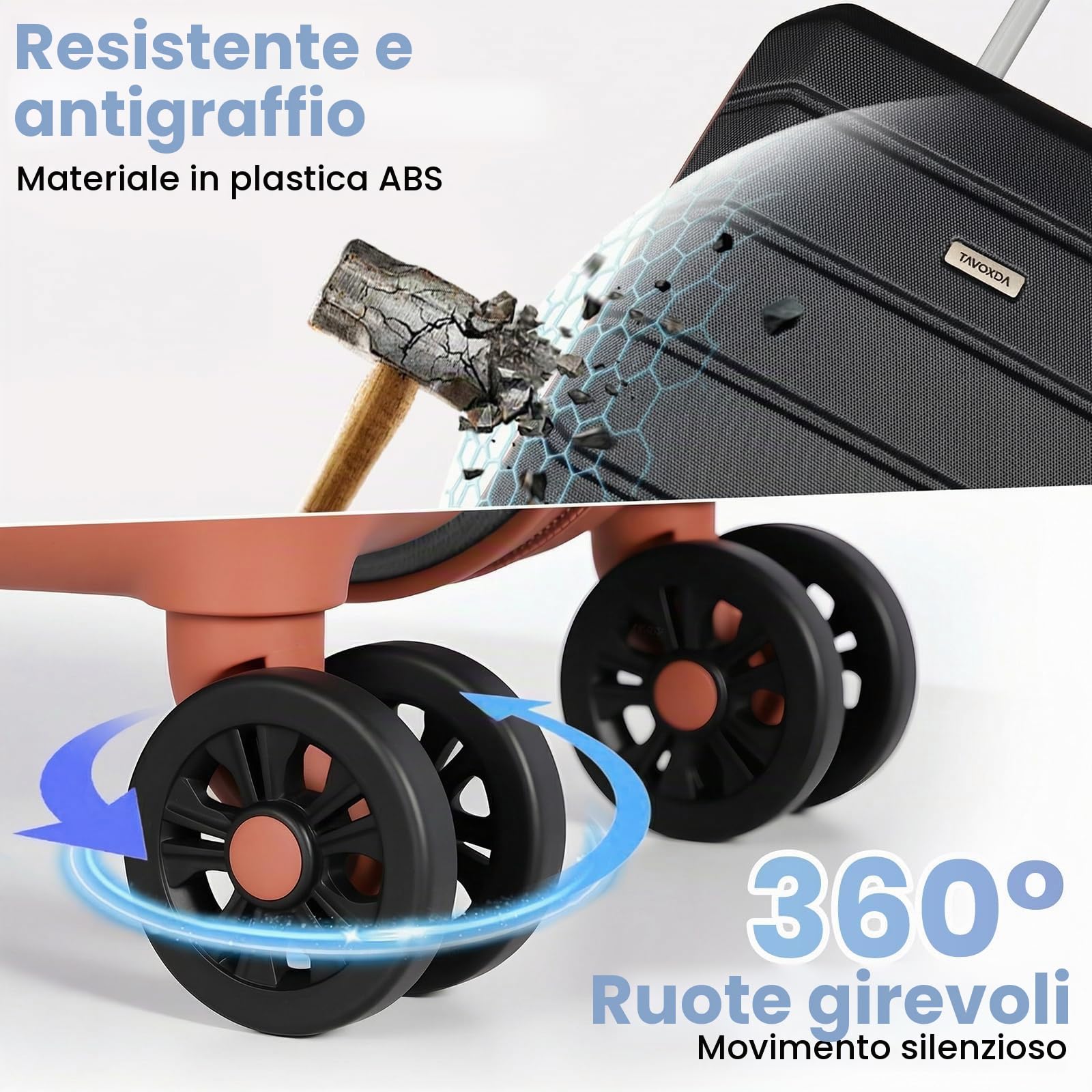 H.yeed Set di valigie 5 pezzi, valigie da viaggio leggere con ruote in ABS rigido, dotate di 4 ruote piroettanti e lucchetto TSA, per uomo e donna, 21"+24"+28"+borsa da viaggio e beauty case, nero