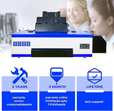 PUNEHOD A3 DTF Printer, L1800 Transfer Printer with White Ink Circulatory for DIY Direct Print T-Shirts, Hoodies, Fabrics (DTF + Oven)