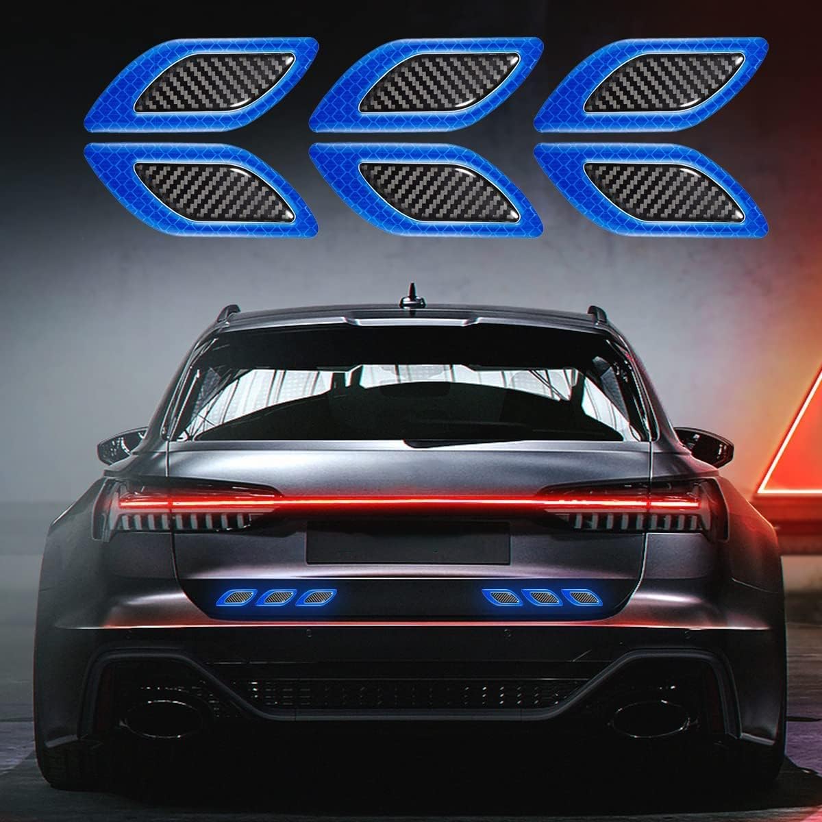 US1984 Car High Intensity Reflective Stickers Side Marker Bumper Safety Warning Sticker Universal Strong Reflector Warning Anti-Scratch Protector Decal Stickers for Car Night Visibility (Blue)