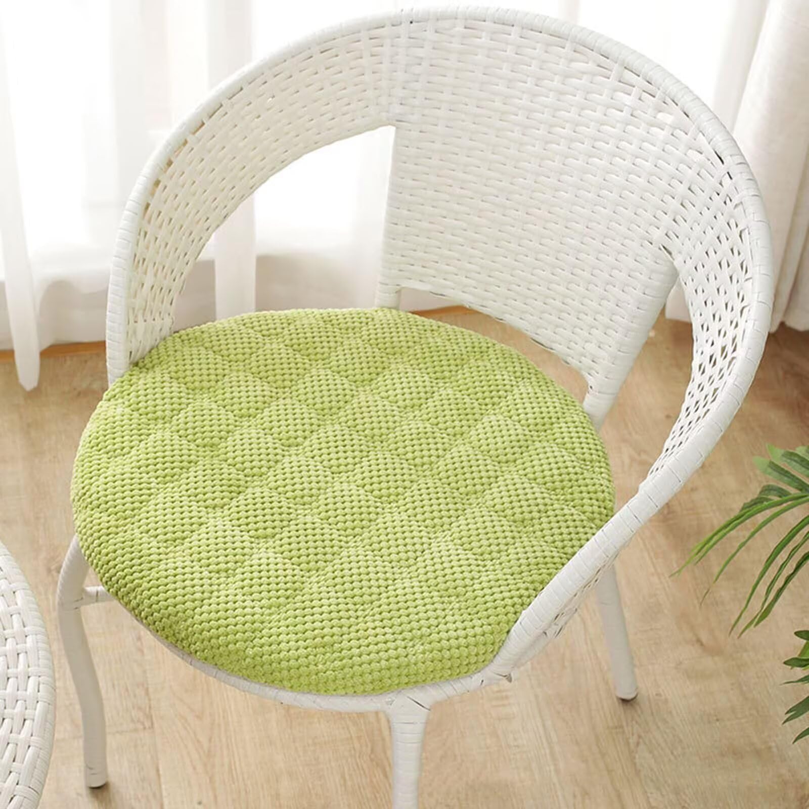 50cm Round Chair Cushions Set of 2, Green Corduroy Seat Cushions with Zip, Washable Non-Slip Desk Chair Pads, Soft Foam Seat Pads for Dining Chairs, Kitchen, Office
