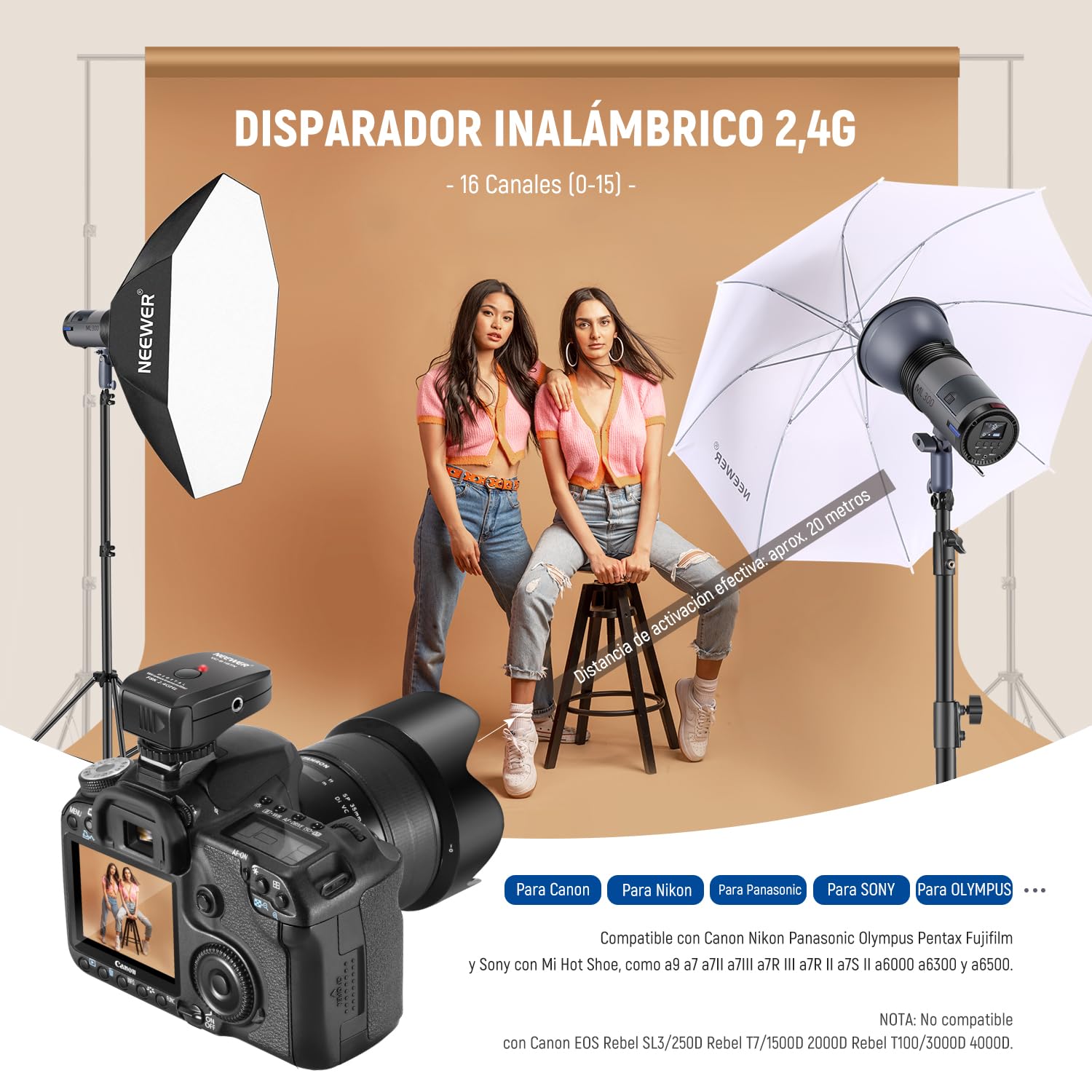 NEEWER ML300 300W GN60 Flash Strobe para Estudio al Aire Libre Alimentado por batería Li-Ion Monolight inalámbrico con 2,4G Disparador inalámbrico, 1000 Flashes de Plena Potencia, Reciclar en 0,4-2,5