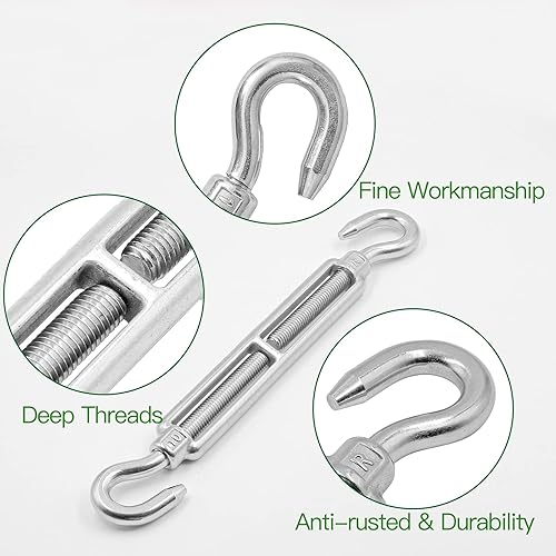 Miniatura 90 de Tensor de ojo y ojo M6, tensor de acero inoxidable 304 resistente tensión de cuerda de alambre 5 PC