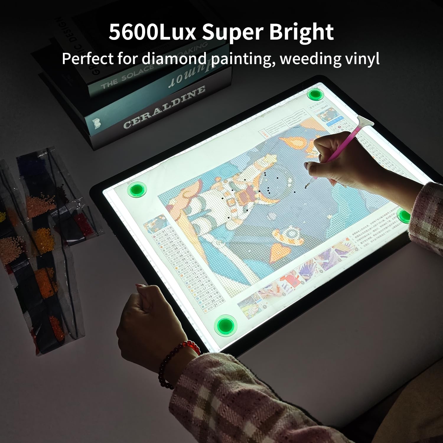 Rechargeable A3 Light Board for Diamond Painting, 5600 Lux Tracing