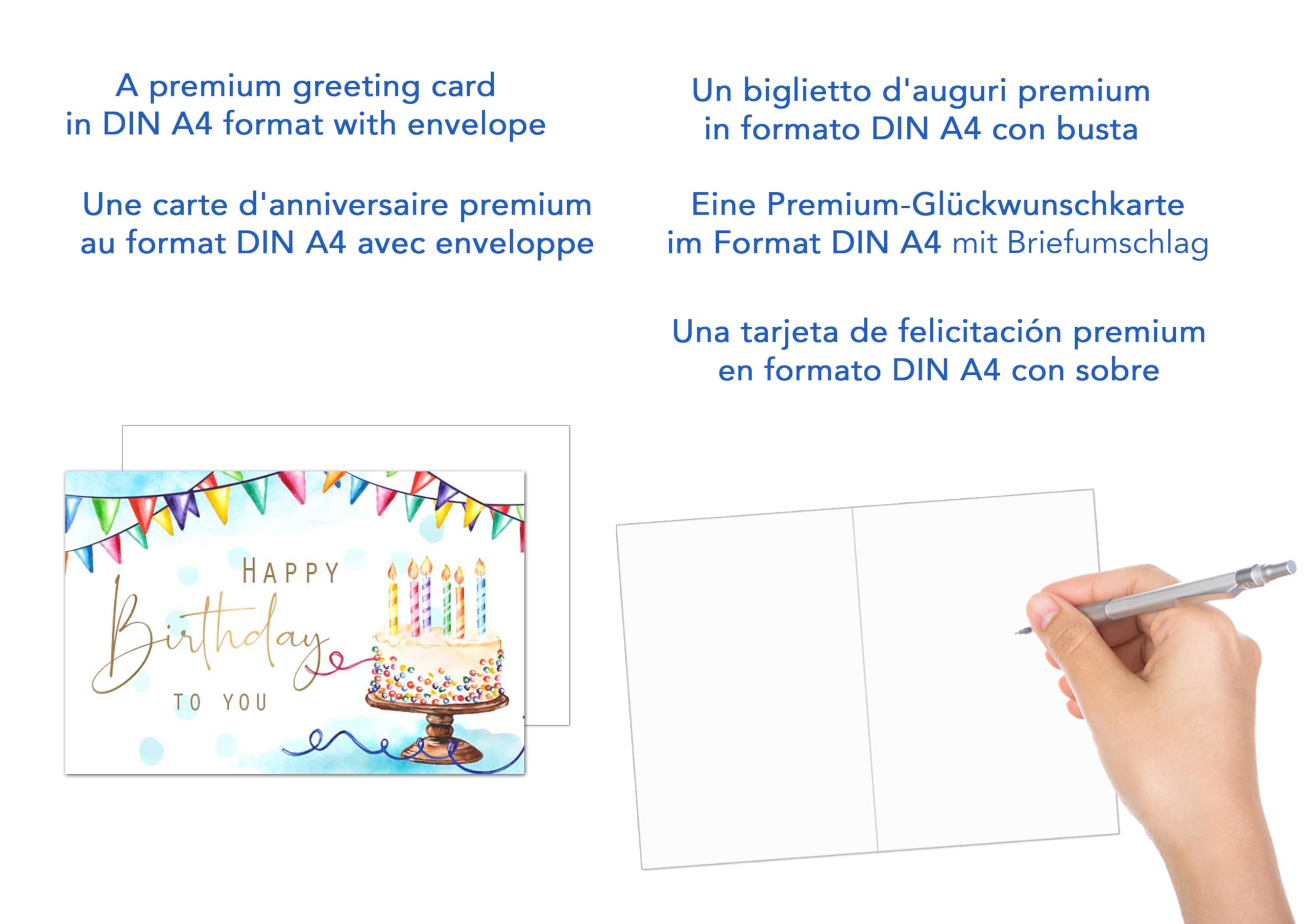 Edition Seidel Premium XXL Maxi 60th Birthday Card With Envelope Format DIN A4 Birthday Card Greeting Card Billet Happy Birthday Man Woman Balloons Black Gold (A4-GZ346-60): Greeting Cards