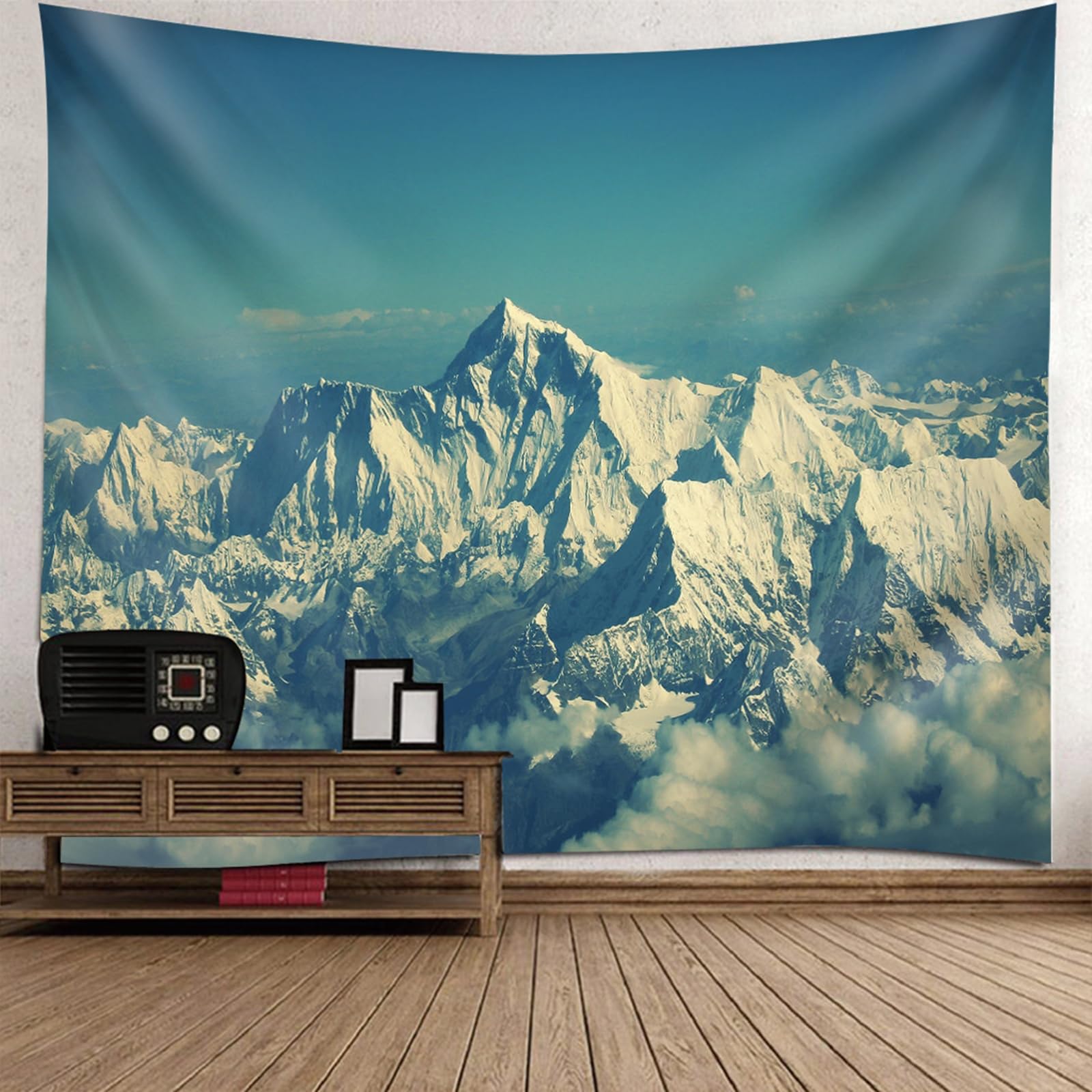 RDSGYZ Dywan ścienny duży 350 x 256 cm, makata na ścianę, krajobraz, góry śnieżne, zasłona ścienna, dekoracja ścienna do pokoju dziecięcego, sypialni, salonu