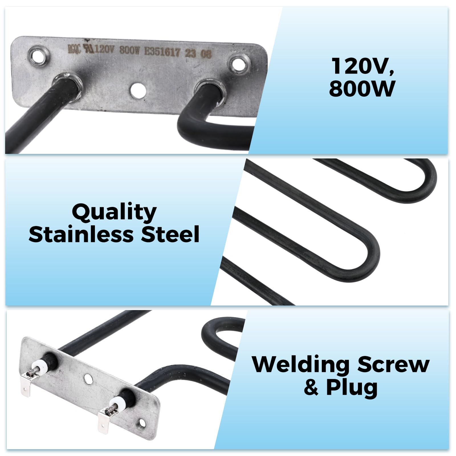 MOOTVGOO 800 Watts Smoker Heating Element Kit Replacement for Masterbuilt & Char-Broil Digital Electric Smokers, Replace 9907090033 or FDES30111