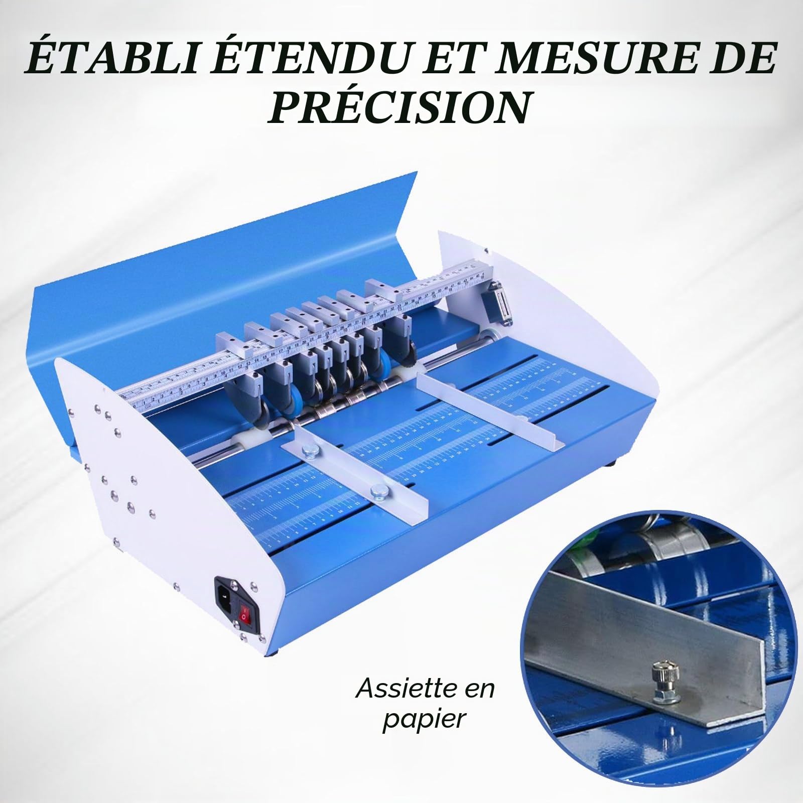 Machine De Rainage électrique,Raineuse De Papier 3 en 1,Machine De Rainage De Papier De 460/520mm,Plieuse De Papier,Raineuse De Papier en Métal Robuste De Bureau 460mm
