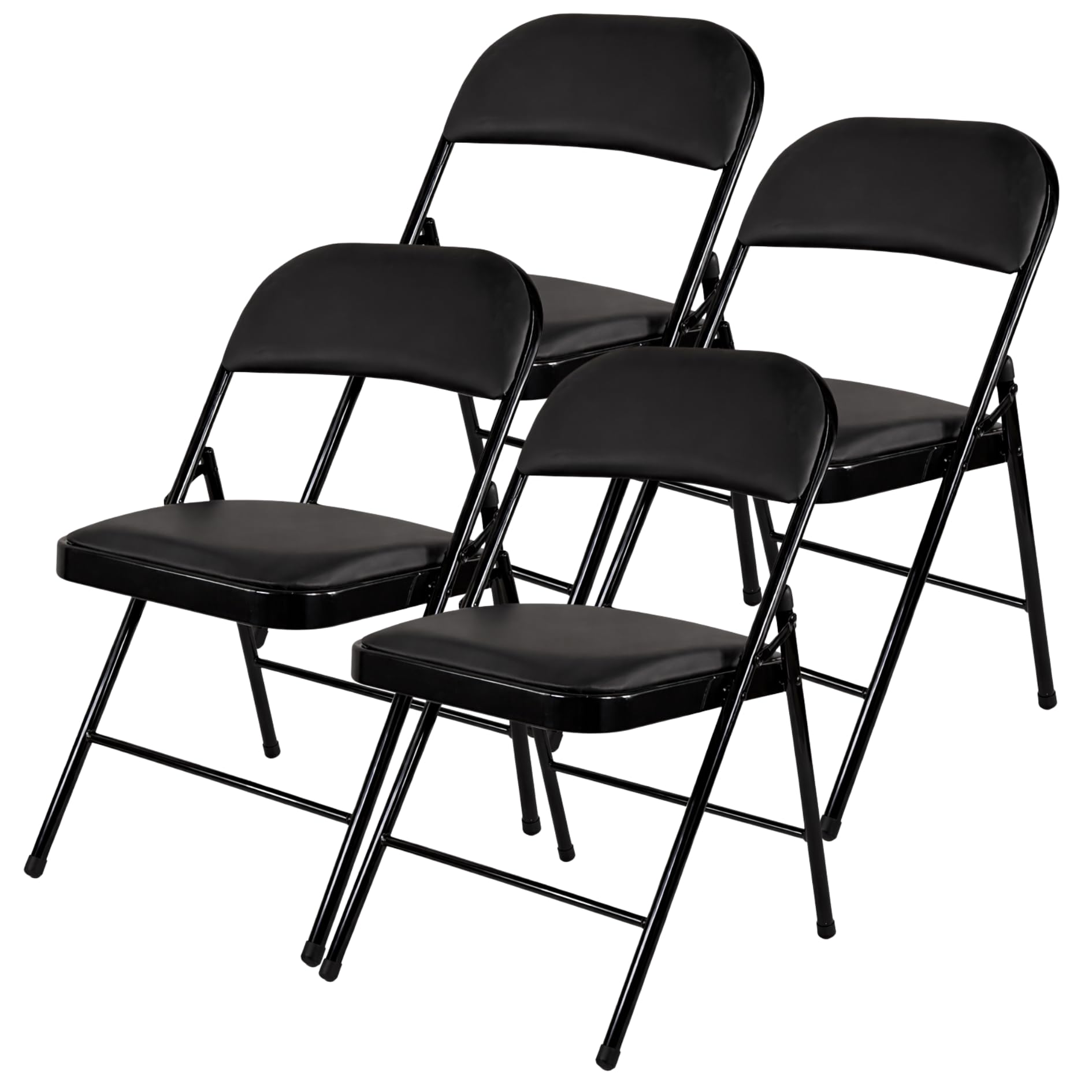 Sakusei Tools Premium Padded Folding Chair with Faux Leather Cushion – Heavy Duty Metal Frame, Foldable Back Rest Chair for Home, Office, Garden, or Computer Desk – Comfortable Cushioned Seat