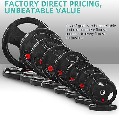 Miniatura 6 de Fitvids Barbell Weight Set, Cast Iron 1" Standard Weight Plates Including 5FT Standard Barbell Bar & Star Locks, 95 Pounds Set (85 Lbs Plates + 10