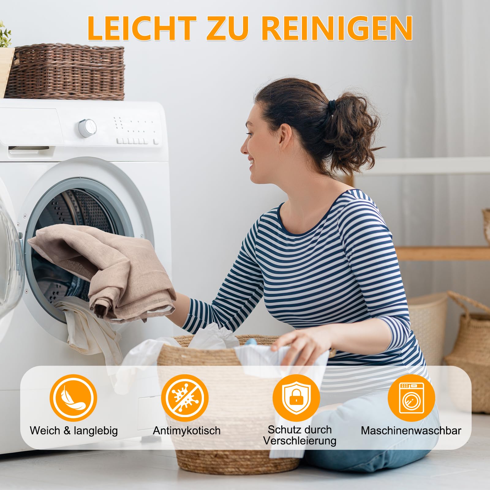 Newthinking Outdoor Vorhang Wetterfest, 2er Set, Leinenvorhang, 245x132 cm | Leichter Outdoor Vorhang, Sonnenschutz mit Klebe-Ösen, für Pavillon, Terrasse, Garten. Sichtschutz, maschinenwaschbar