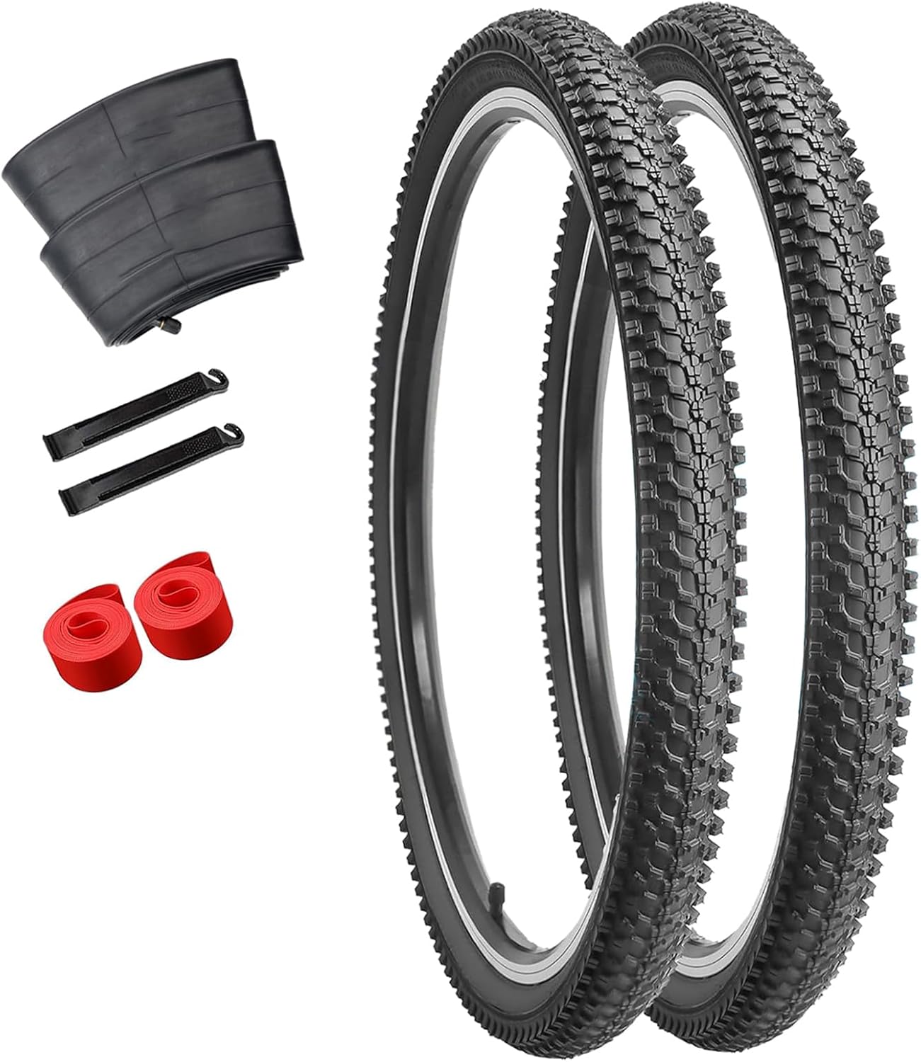 2-Pack 26 inch Bike Tires, 26"x 1.95" Bicycle Tires Folding Replacement Tire for Mountain Bike MTB Off-Road Bike, 26" Schrader Valve Bike Tubes Tire Levers and Rim Strips