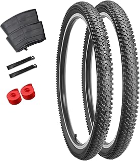 2-Pack 26 inch Bike Tires, 26"x 1.95" Bicycle Tires Folding Replacement Tire for Mountain Bike MTB Off-Road Bike, 26" Schrader Valve Bike Tubes Tire Levers and Rim Strips