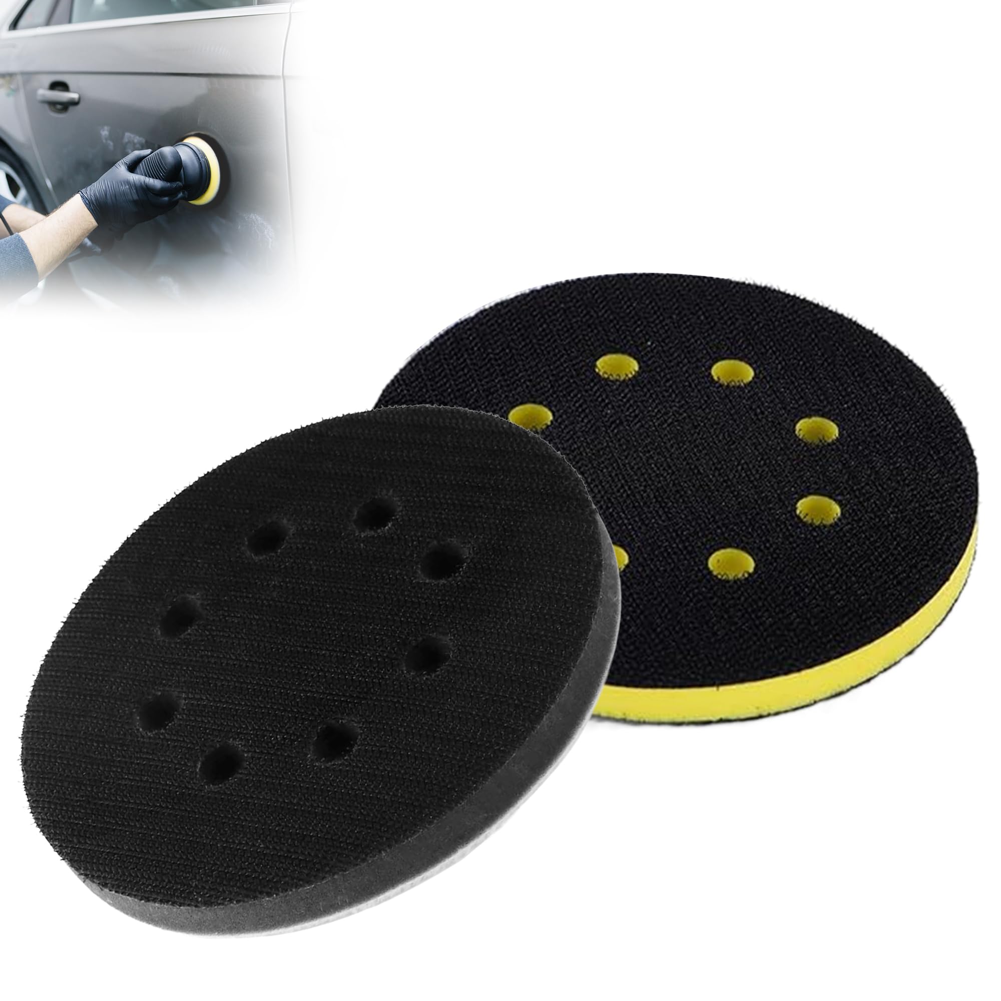 2Pcs Soft & High Foam Interface Pad, 5 Inch Soft Sponge Interface Pad for Eccentric Sanders, 8 Holes Hook & Loop Soft Pad Sanding Pad 125mm Sponge Cushion Buffer Backing Pad for Orbital Sander