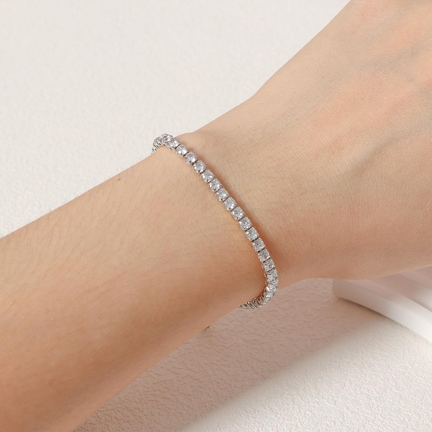 Handmade Natural Stone Stretch/Stackable Bracelet 18K Gold Plated CZ Tennis Bracelet Braided Rope Jewelry Gift for Women
