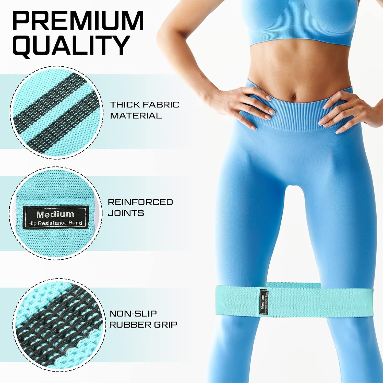 24 Pcs Fabric Resistance Bands for Working Out Strength Exercise Bands for Women Men Resistance Loop for Legs and Butt, Yoga, Pilates, Rehab, Fitness and Home