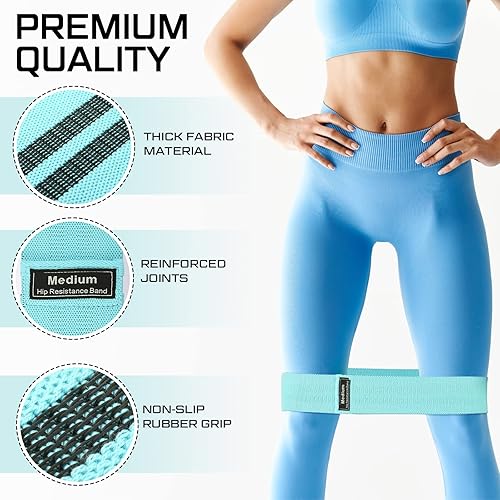 Miniatura 5 de 24 bandas de resistencia de tela para entrenar fuerza, bandas de ejercicio para mujeres y hombres, bucle de resistencia para piernas y glúteos,