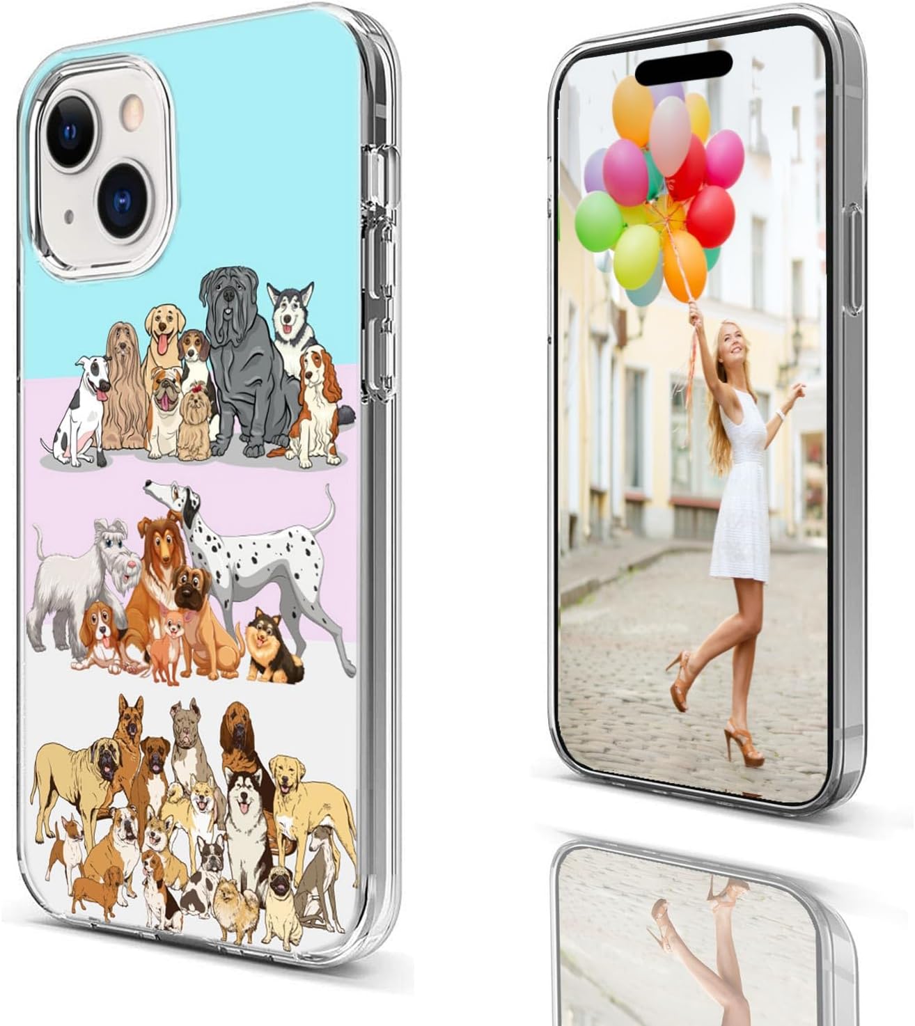 for iPhone 15 Case for Women Girl Men, Full Protective Shockproof Soft TPU Clear Slim Phone Cover Cases with Design for iPhone 15 6.1,Cute Cartoon Animal Pet Multi Breed Dog Puppy On Pink - Image 3