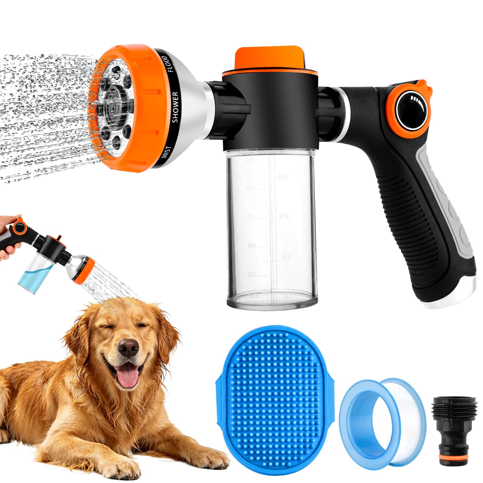 Pulvérisateur en mousse pour lavage de voiture et douche de chien 8 voies