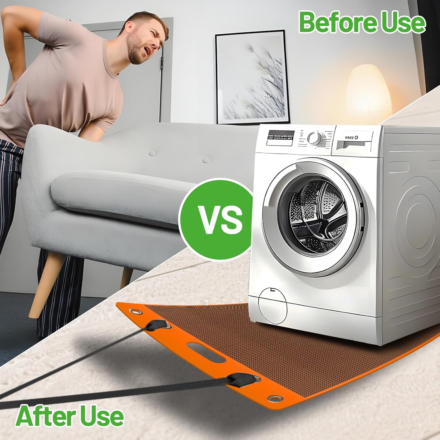 Oversized Large Appliance Slider with Pull Strap,Furniture Moving Slides for Floor Protection Premium Moving Mat for Tile Carpet and Hardwood Floor