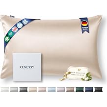 Premium Silk Pillowcase 100% Organic Mulberry Silk, 22 Momme, Grade 6A - Oeko-Tex Certified in Germany - Luxury for Hair &amp; Skin, 1 Piece (Standard, Champagne)