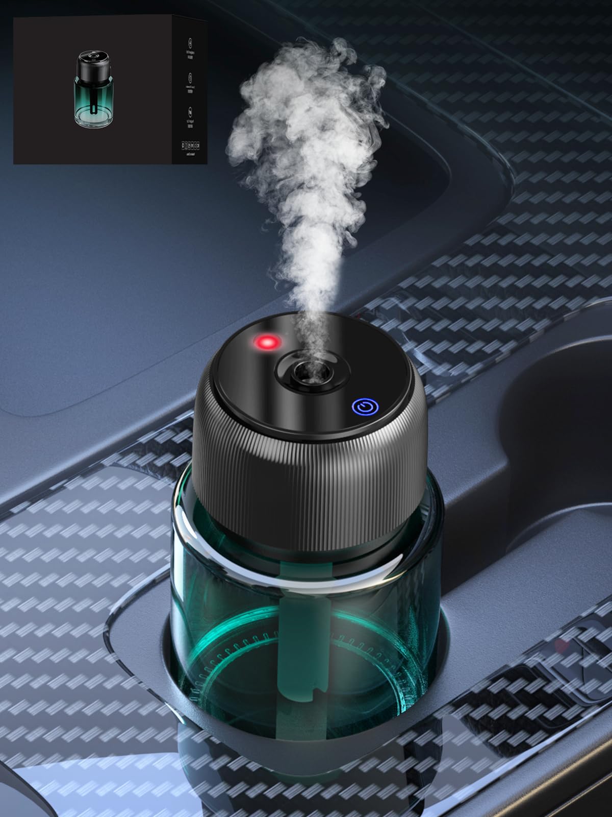 160ml Auto Lufterfrischer, Auto Duft Diffuser mit Parfüms, Hält 9-12 Monate, Auto EIN-/Ausschalten, Eingebauter Akku, Sternenhimmel Licht, Ultraschall Vernebler, 3 Modi, BJ 047 (Ozeann)