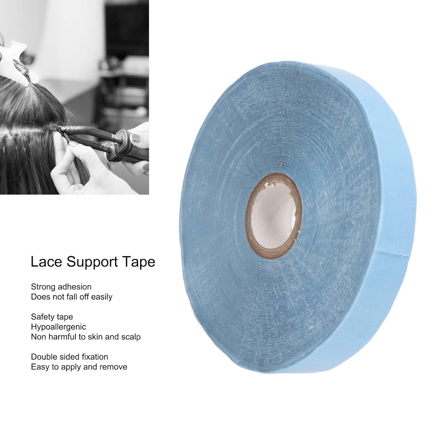 36 Yards Double Sided Wig Support Tape, Blue Glue, Hypoallergenic Hair Extension Adhesive for Wigs, Toupees, and Hair Pieces