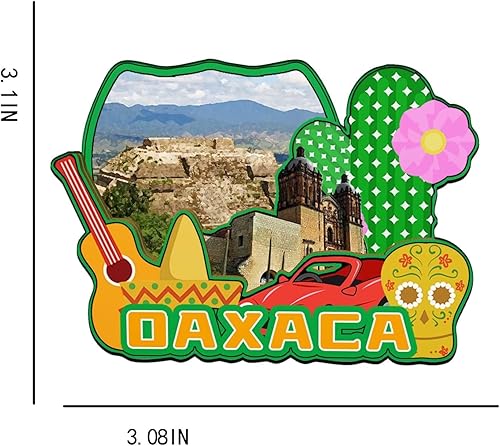Miniatura 3 de Imán de Oaxaca México para nevera de madera 3D, monumentos de viaje, coleccionables, recuerdos, decoración hecha a mano -2044