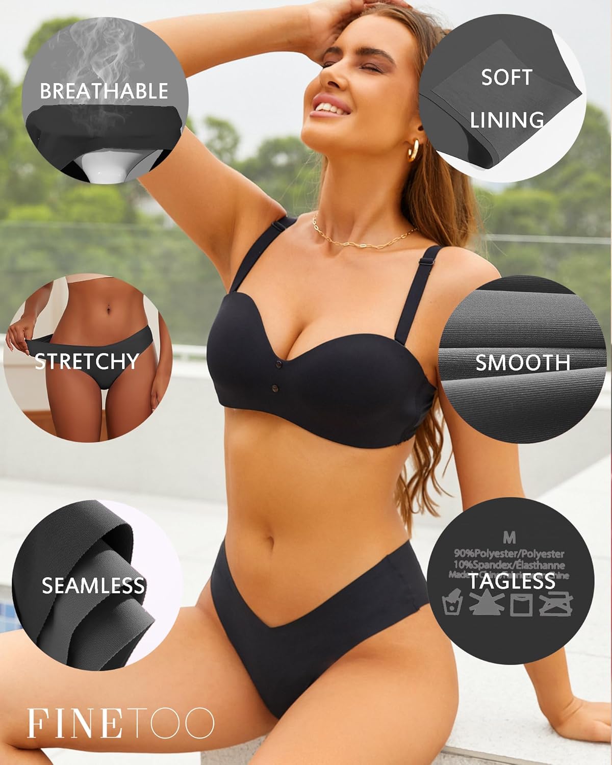 Women’s Seamless Underwear Soft Stretch Briefs Invisibles Hipster V Cut cheeky No Show Bikini Panties 5 pack XS-L - Image 4