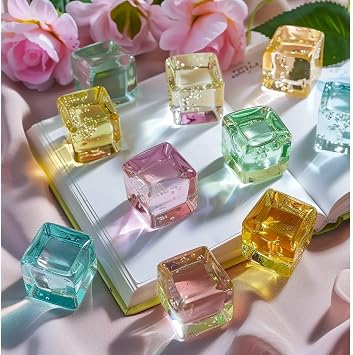 HappyFiller 76 PCS 0.7 Inch Multi Colors Fake Crystal School Counting Plastic Ice Cubes Acrylic Artificial Square Rocks for Photography Props,Food Display,Vase Filler,Table Scatters,Arts Crafts