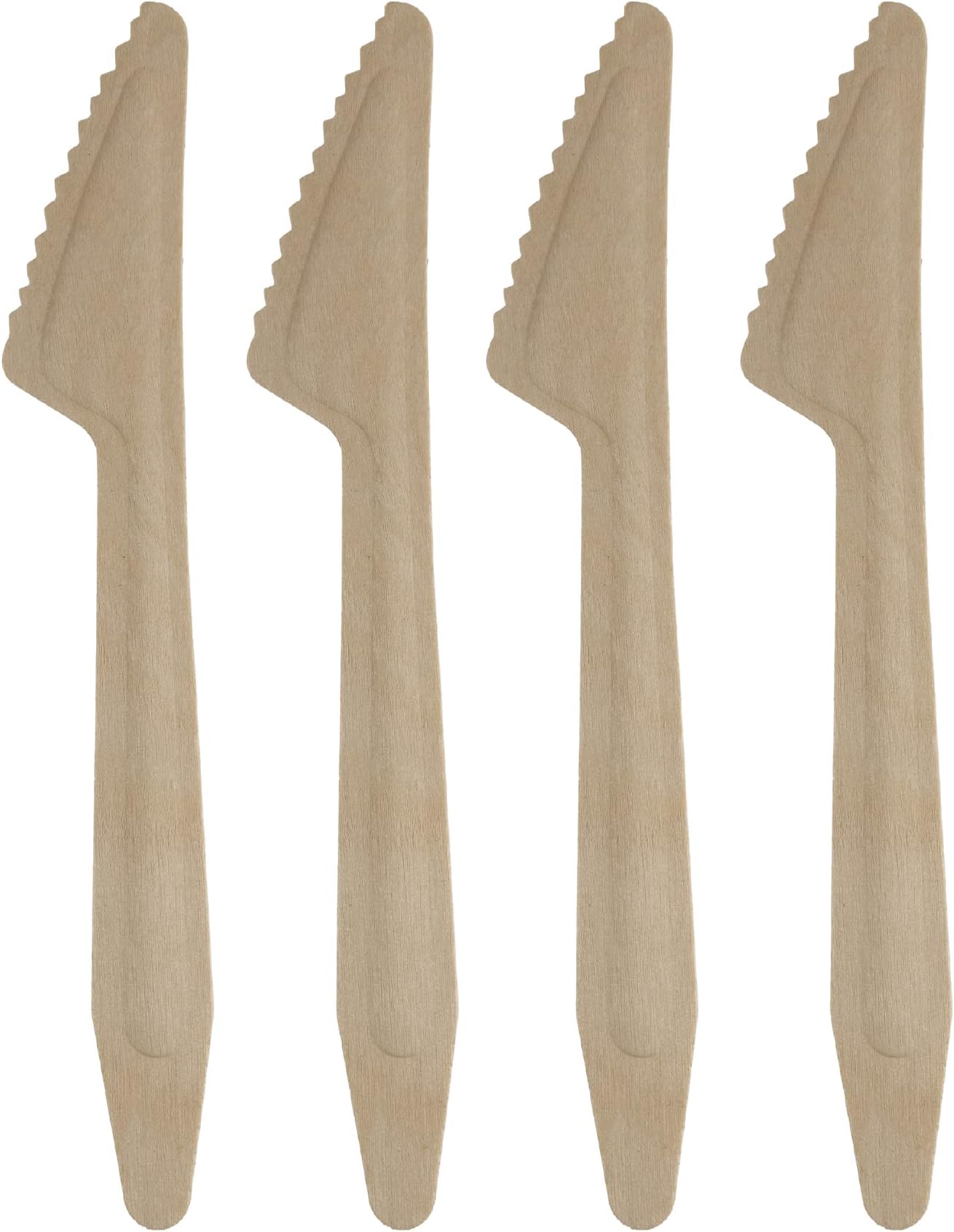 BIODECK 12Pcs Wooden Knife Set | Disposable Biodegradable & Compostable Wood Knive| FSC Certified | Eco Friendly Disposable Knives for Parties, BBQs, Picnics | Wooden utensils