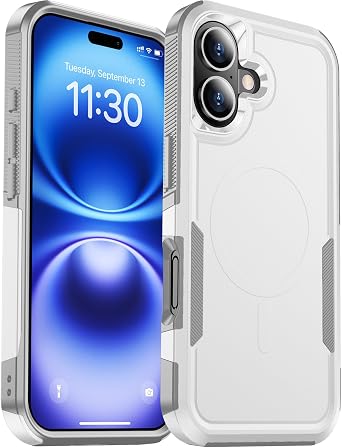 Designed for iPhone 16 Case Magnetic,[Compatible with Magsafe][Military Grade Drop Protection] Dropproof Heavy Duty Tough Rugged Shockproof Phone Case for iPhone 16 6.1"-White