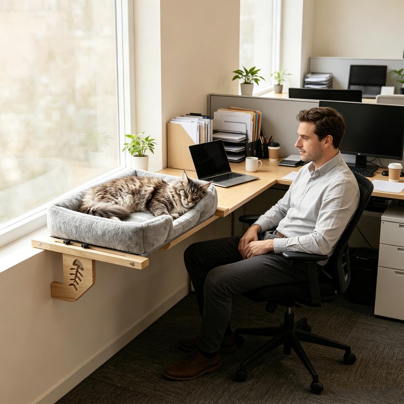 Hamaca De Ventana Para Gato Para Mascotas Asiento Solar Con Pelota | Posadero Con Cojín Para Gatito De Ventana Para Hogar Apartamento Alféizar Mesita De Noche Cajonera Armario