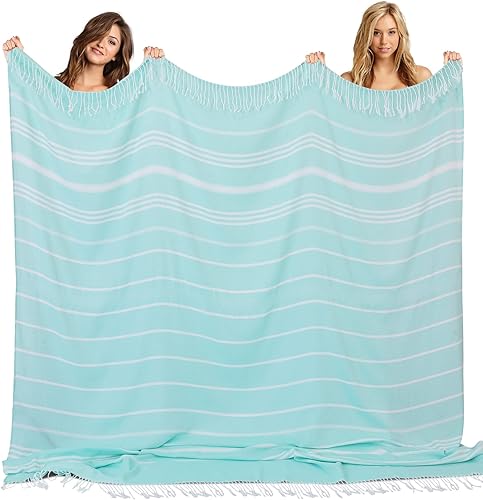Miniatura 9 de Genovega Toalla de playa turca suave, absorbente, de gran tamaño, de secado rápido, extra grande, sin arena, toalla de baño para adultos, ligera, de