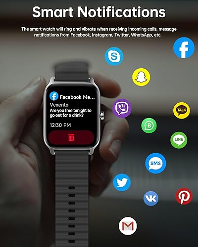 Miniatura 6 de Reloj inteligente para hombres y mujeres (respuestahacer llamadas), monitor de actividad con pantalla táctil de 1.8 pulgadas para Android iPhone,