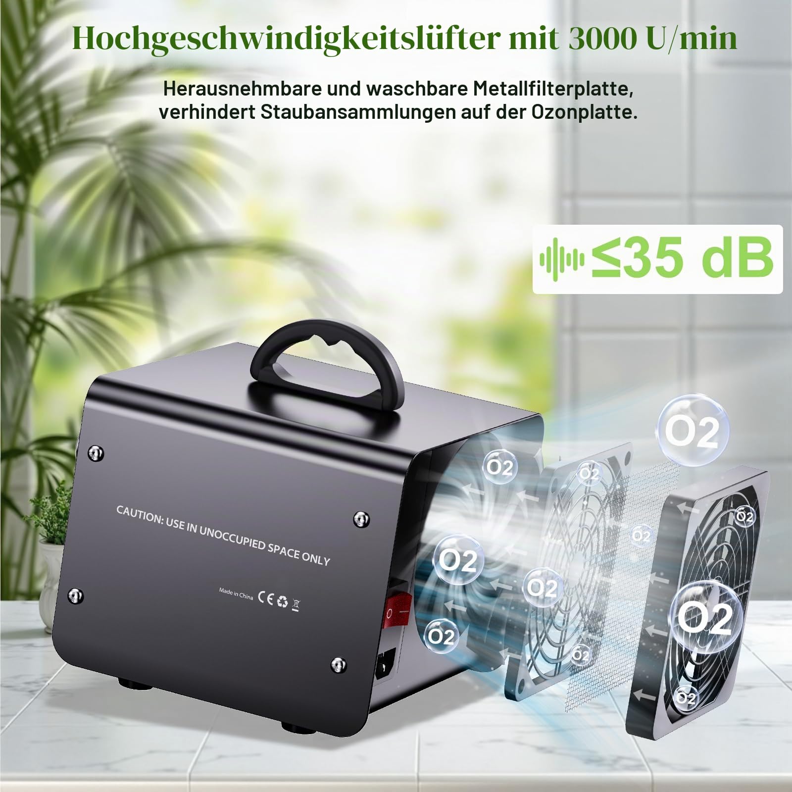 ENRIPRT Ozongenerator 30000mg/h Ozongenerator Ozon Gerät Industrial O3 Luftreiniger mit 120 Minuten Timer beseitigt Gerüche bis 300㎡, Ozonisator für Autos, Garagen